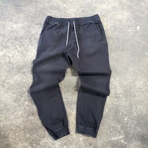 Genes Shop Jogger Pants Mens M Black Tribeca Slim Drawstring Pocket Flaps Preppy